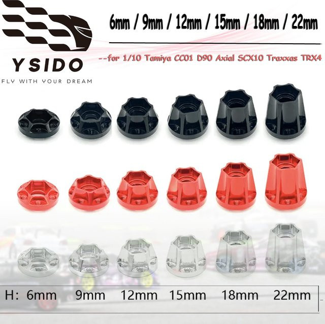 YSIDO CNC Aluminium RC Rad Sechskantnabe, Schwarz, Metall, 1:10 Zubehör - Bild 1