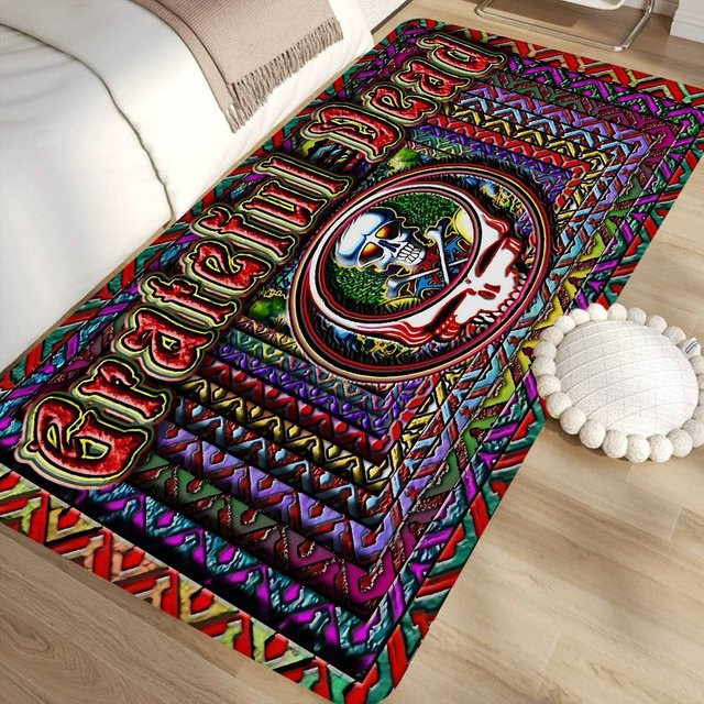 G-Grateful D-Dead Band Fußmatte im nordischen Stil für Wohnzimmer und Schlafzimmer, Anti-Rutsch, Multicolor - Bild 1