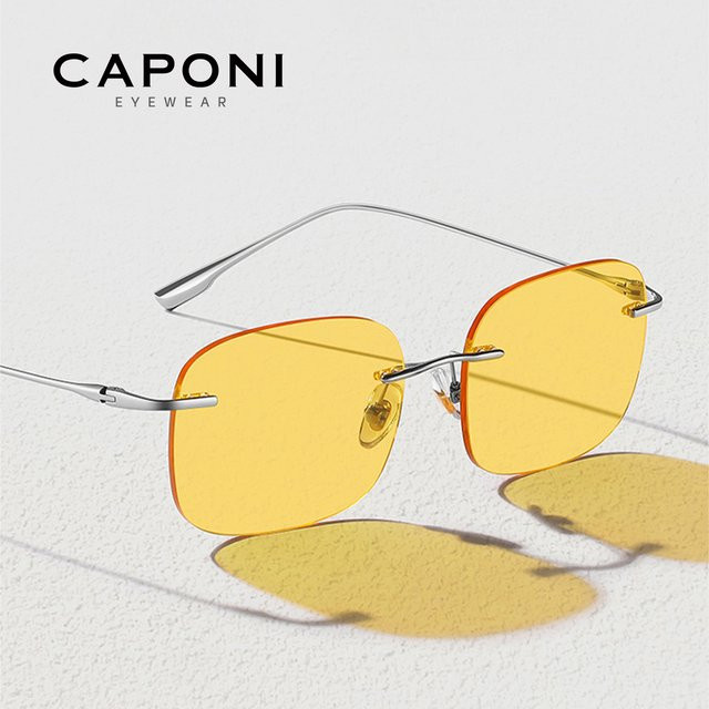 CAPONI BSYS99219 Sonnenbrille, randlos, rechteckig, Titan, Damen - Bild 1