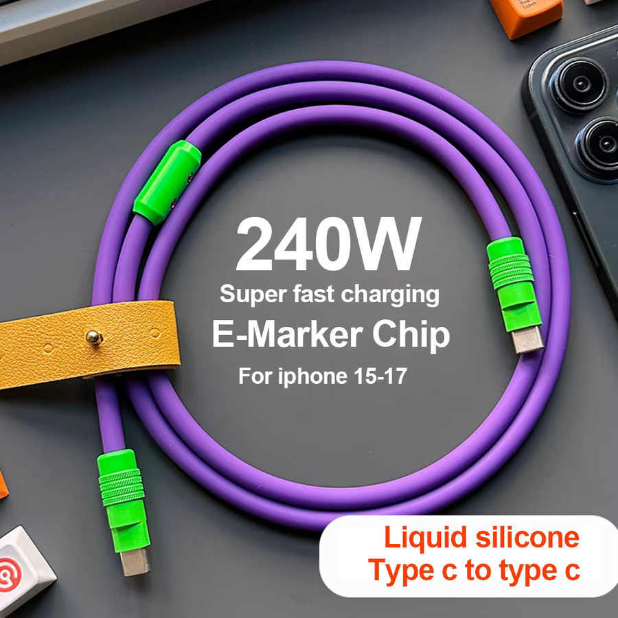 VBNM USB-C auf Typ-C Schnellladekabel 240W Datenkabel in Purple für iPhone, MacBook, iPad und Samsung - Bild 1