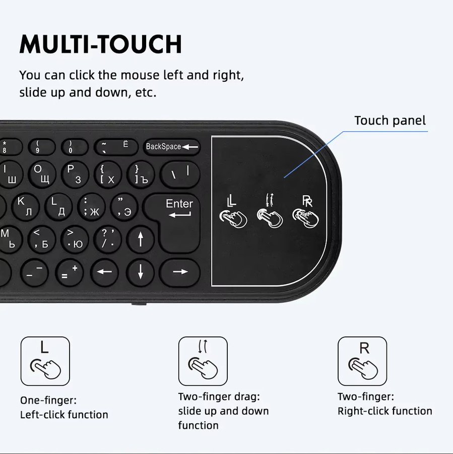 OLOEY G60S Pro BT5 0,2 Dual Mode Wireless Air Mouse mit IR-Lernen, Sprachsteuerung und Hintergrundbeleuchtung für Android TV Box, Schwarz - Bild 3