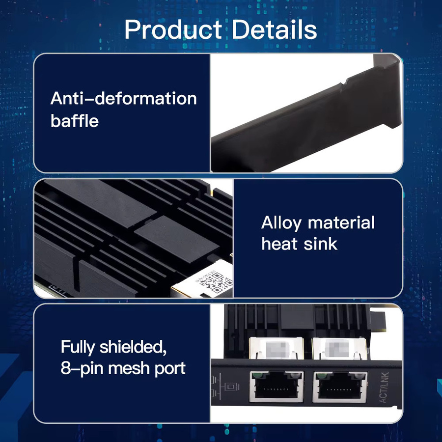 DERAPID I226 PCIe zu RJ45 Netzwerkadapter 2,5G Gigabit Ethernet LAN Controller in Schwarz - Bild 3
