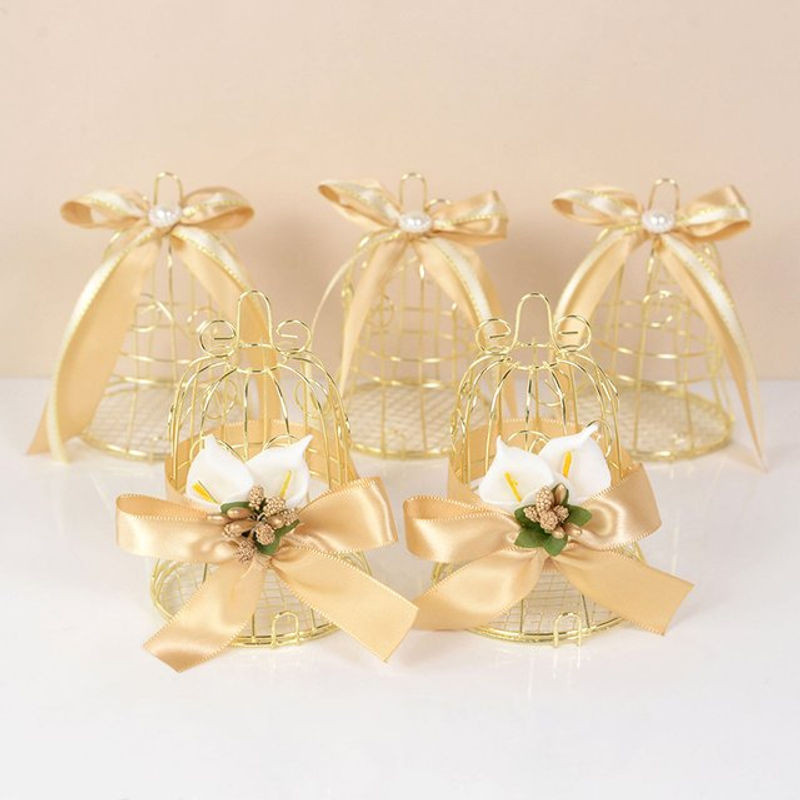 YONGSNOW Vintage Vogelkäfig Candy Box aus Metall in Gold für Hochzeiten, Geburtstage und Baby Showers - Bild 1