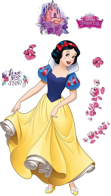 Disney Wandtattoo Schneewittchen in Gelb, Blau und Rosa, B: 127 cm, H: 200 cm - Bild 1