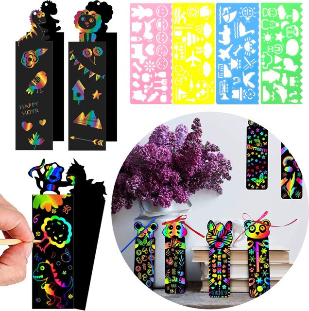 ZYF Magie Kratzen Lesezeichen und Kunst Schreibwaren Set, 12 Teile, Multicolor - Bild 1