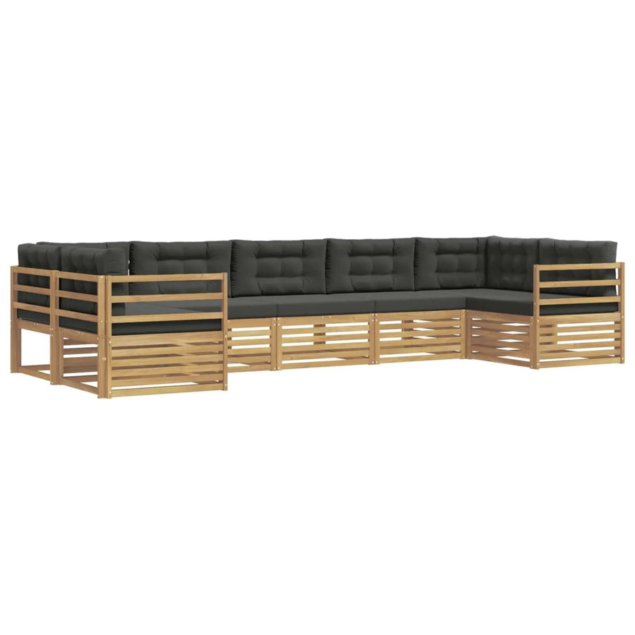 vidaXL Outdoor-Sofagarnitur 7-teilig aus Akazienholz und Polyester in Anthrazit-Weiß - Bild 2