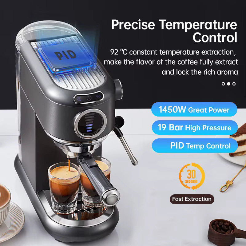 CAFELFFE MK-601F 4-in-1 Espresso-Kaffeemaschine mit Milchaufschäumer, 19 Bar Kapselmaschine für Nespresso Original, ESE-Pads und Kaffeepulver mit 7-stufiger Kaffeevolumenregulierung, 1450W - Bild 6