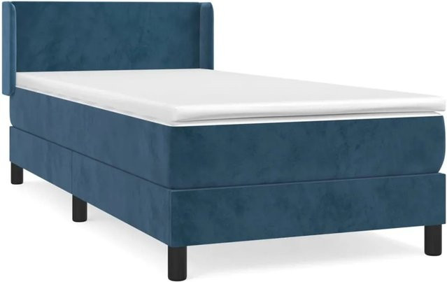 vidaXL Boxspringbett mit Matratze Dunkelblau Samt B/T/H: 90 x 190 cm - Bild 1