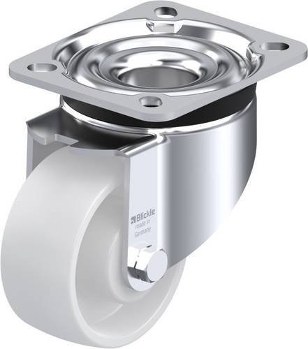Blickle Lenkrolle LK-PO 82R mit Schraubplatte, Rad-Durchmesser: 80 mm, Tragfähigkeit: 230 kg, verzinkt und weiß - Bild 1