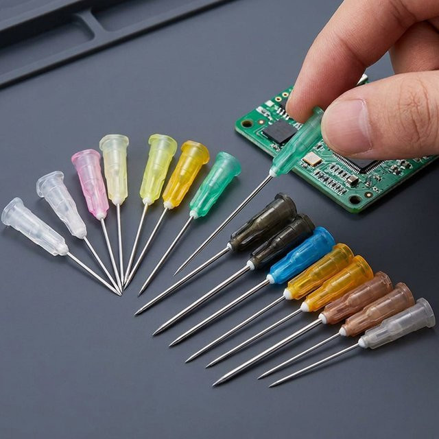 25 spitze Injektionsnadeln aus Metall mit transparenten Kappen für Klebstoffdosierer und Klebewerkzeuge, Multicolor - Bild 1