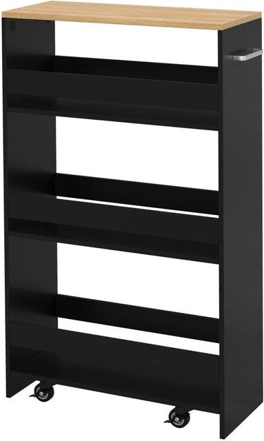 Costway Küchenwagen und Badregal mit 4 Etagen in Schwarz, modern und matt, B/T/H: 47.5 x 20 x 80.5 cm - Bild 1