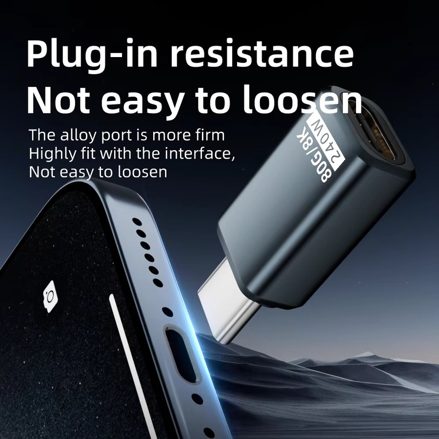 BSN USB4 2.0 USB-C auf Typ-C Winkeladapter in Grau mit 240W PD und 80Gbps Hochgeschwindigkeit für Macbook und 8K@60Hz - Bild 3