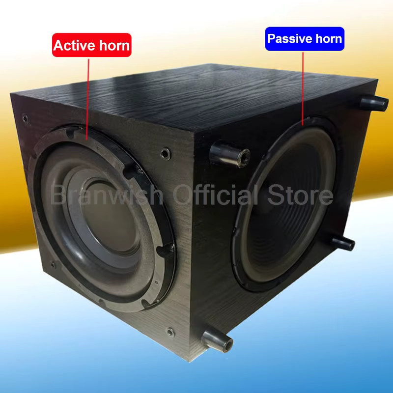 Branwish 10 Zoll 500 W Passiv-Subwoofer in Schwarz/Applewood für Heimkino und Desktop - Bild 3