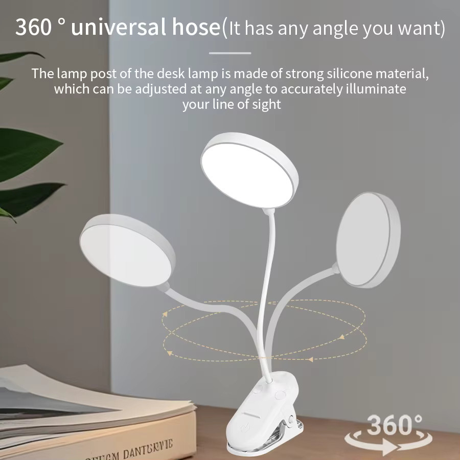 VooVoo Clip-On Buchlicht, wiederaufladbare und dimmbare Schreibtischlampe in Weiß für Home Office und zum Lesen - Bild 2