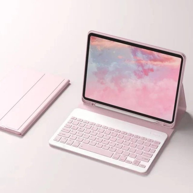 Magnetische Bluetooth Tablet-Tastaturhülle für iPad Air 11 M3 und iPad Pro 13 2024 von Rui Di in Rosa - Bild 1