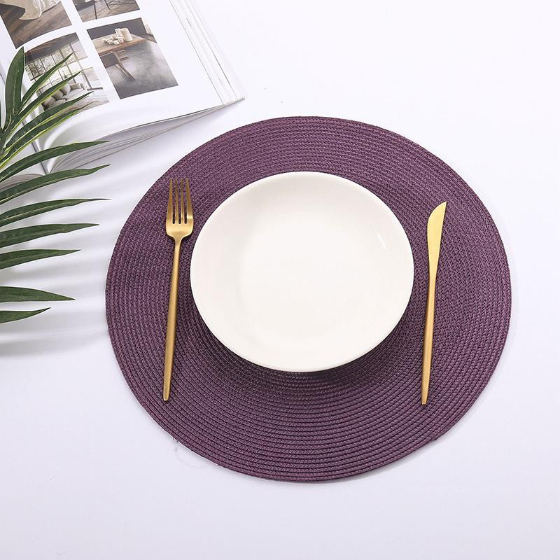 Runder gewebter Platzset Tischmatte aus PP im modernen Stil, Hitzebeständiger Untersetzer für Schüsseln und Kaffeetassen, Durchmesser: 38 cm - Bild 2