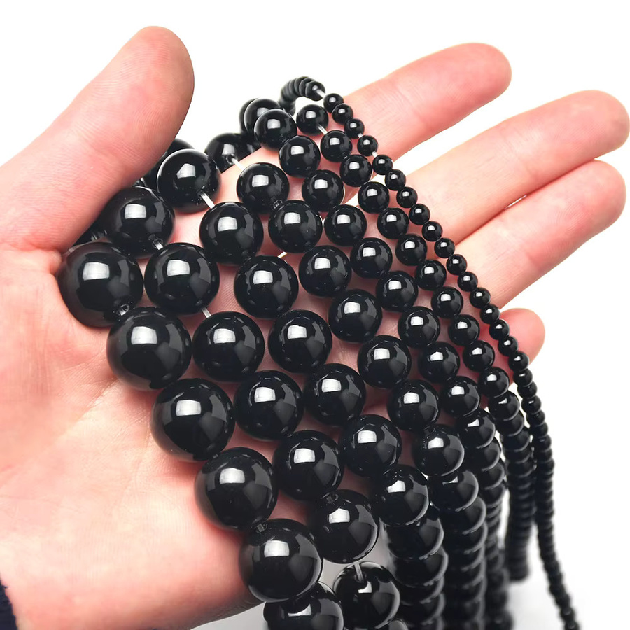 Moonrise Perlen Onyx Achat, schwarz, rund, 15 Zoll - Bild 5