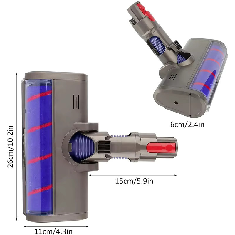 Dyson Ersatz-Bodenbürstenkopf Soft Roller Brush mit LED-Scheinwerfern für V6 DC58 V7 V8 V10 V11 V15 Staubsauger Zubehör - Bild 4
