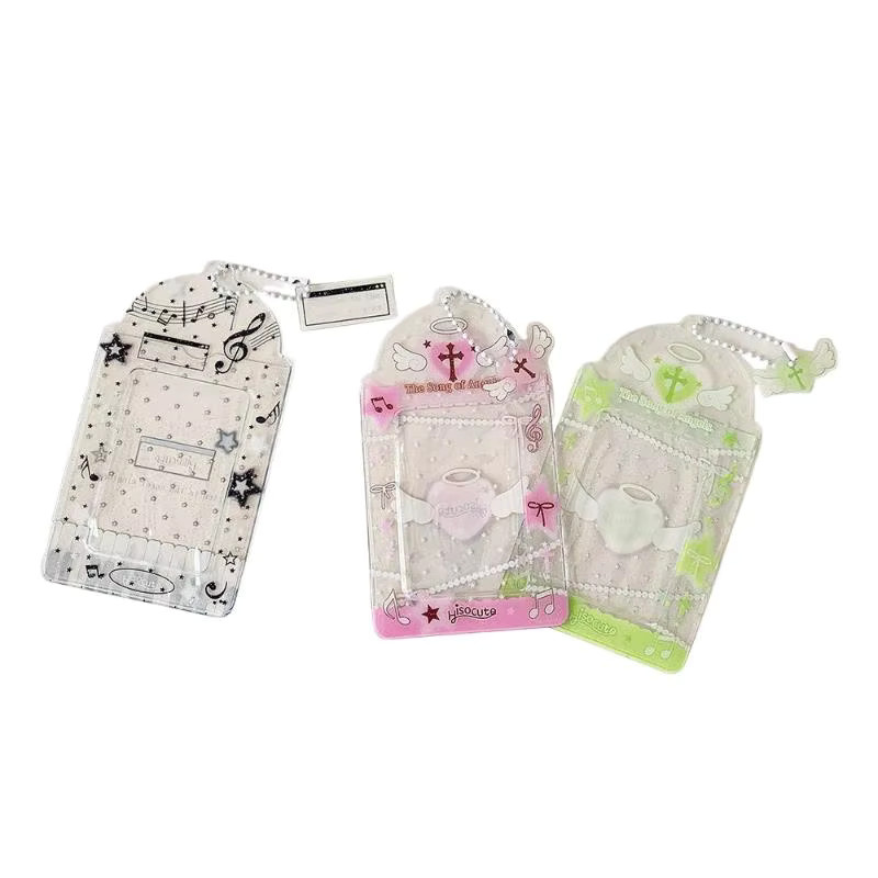 MusicianY33 Parque Glitzernder Ausweishalter in Pink, Transparente Lanyard-Kartenhülle für K-Pop-Fotokarten und Transportpässe - Bild 2