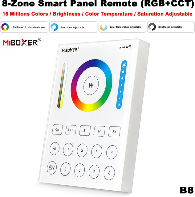 Miboxer B8 PER1 Smart Touch Panel 8-Zonen Controller für RGB + CCT LED Steuerungen via 2,4 GHz WLAN - Bild 1