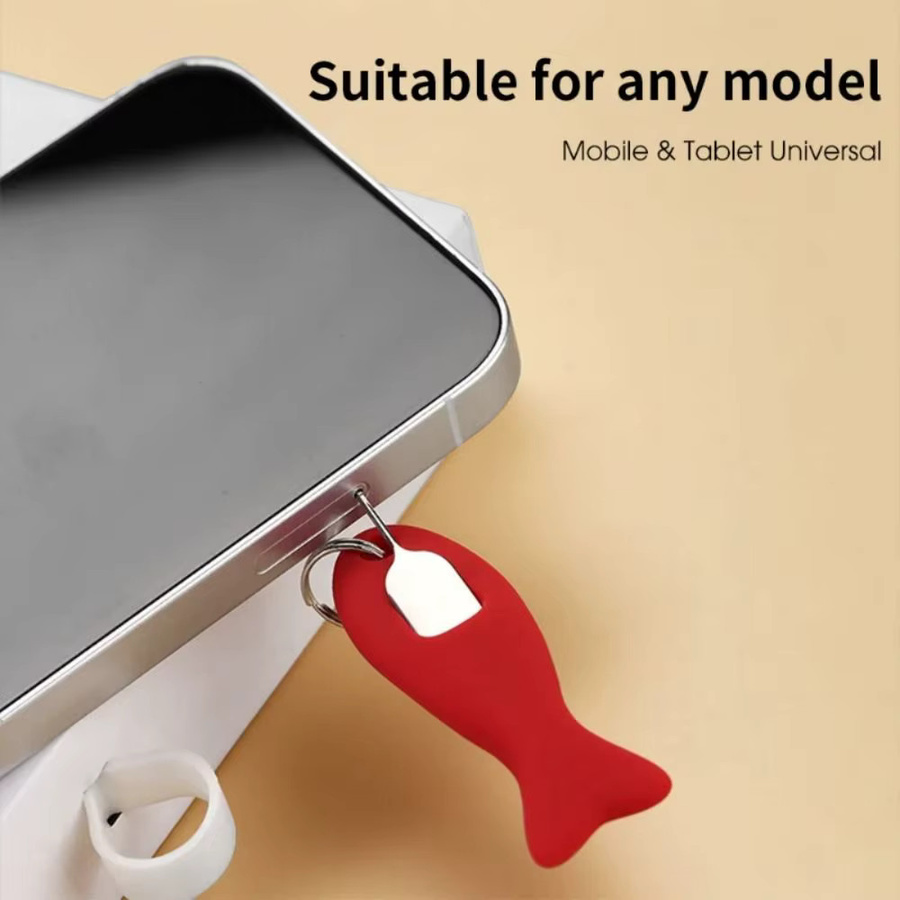 Universal SIM-Karten-Entferner in Fischform mit Schlüsselring und Ablage für iPhone und Samsung, Farbe: Grün - Bild 2