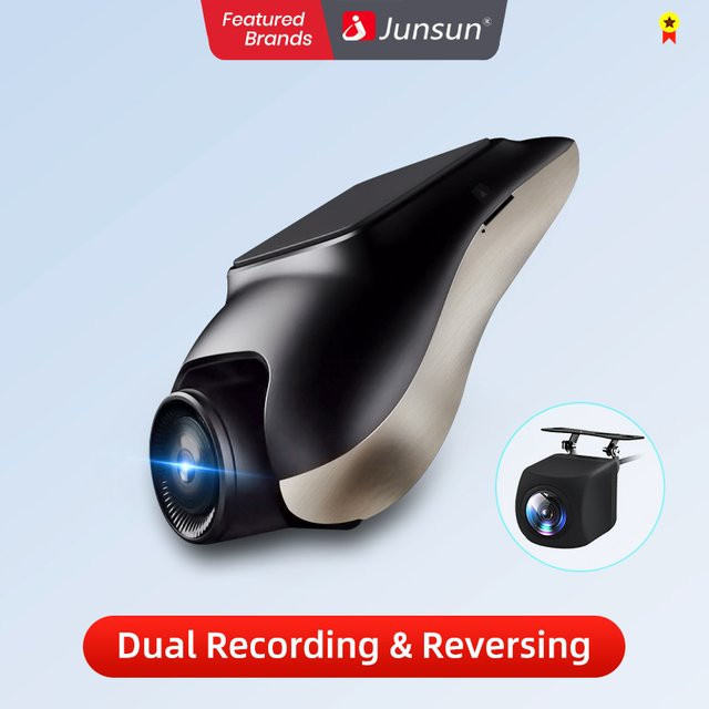 Junsun Mini Dashcam 1080P Full HD mit ADAS und 120 Grad Sichtfeld, Auto DVR Videorecorder in Schwarz - Bild 1