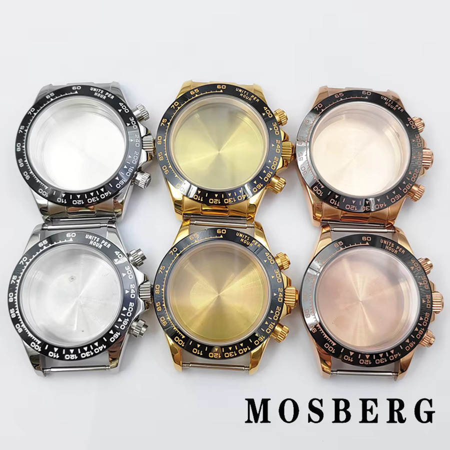 miuksi Uhrengehäuse Edelstahl, Bicolor, Silber/Gold, Saphirglas, 39 mm - Bild 2