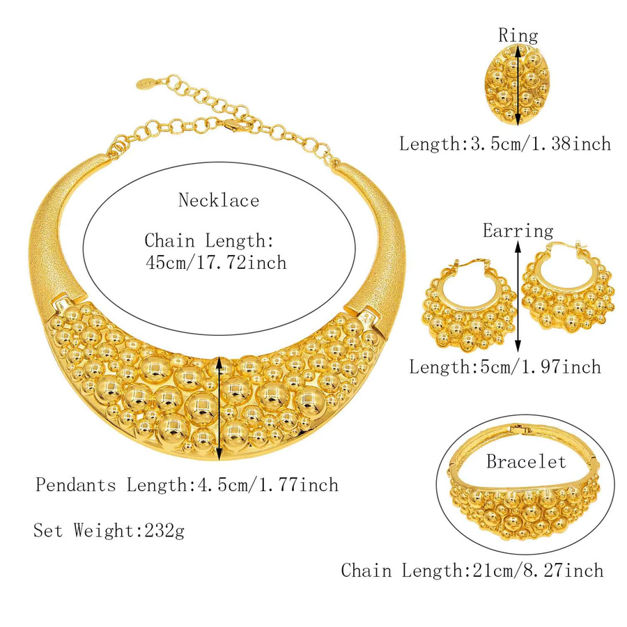 SYHOL Schmuckset, Halskette, Ohrringe, Armband, Gold, Damen - Bild 2