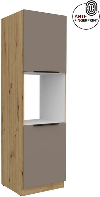 Küchen Hochschrank ARIA Sandgrau matt mit Anti Fingerprint Effekt und Einlegeböden Breite: 60 cm - Bild 1