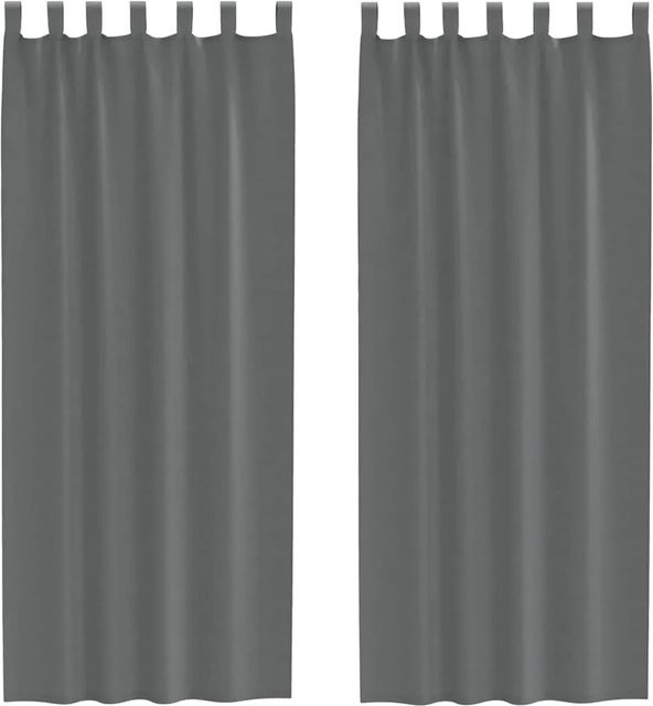 vidaXL Voile Vorhänge mit Schlaufen, 2 Stück, Dunkelgrau, B: 140 cm, H: 260 cm - Bild 1
