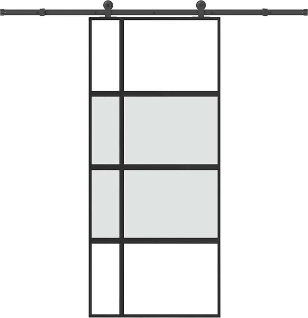 vidaXL Schiebetür aus Hartglas und Aluminium in Schwarz und Transparent, B/H: 90 x 205 cm - Bild 1