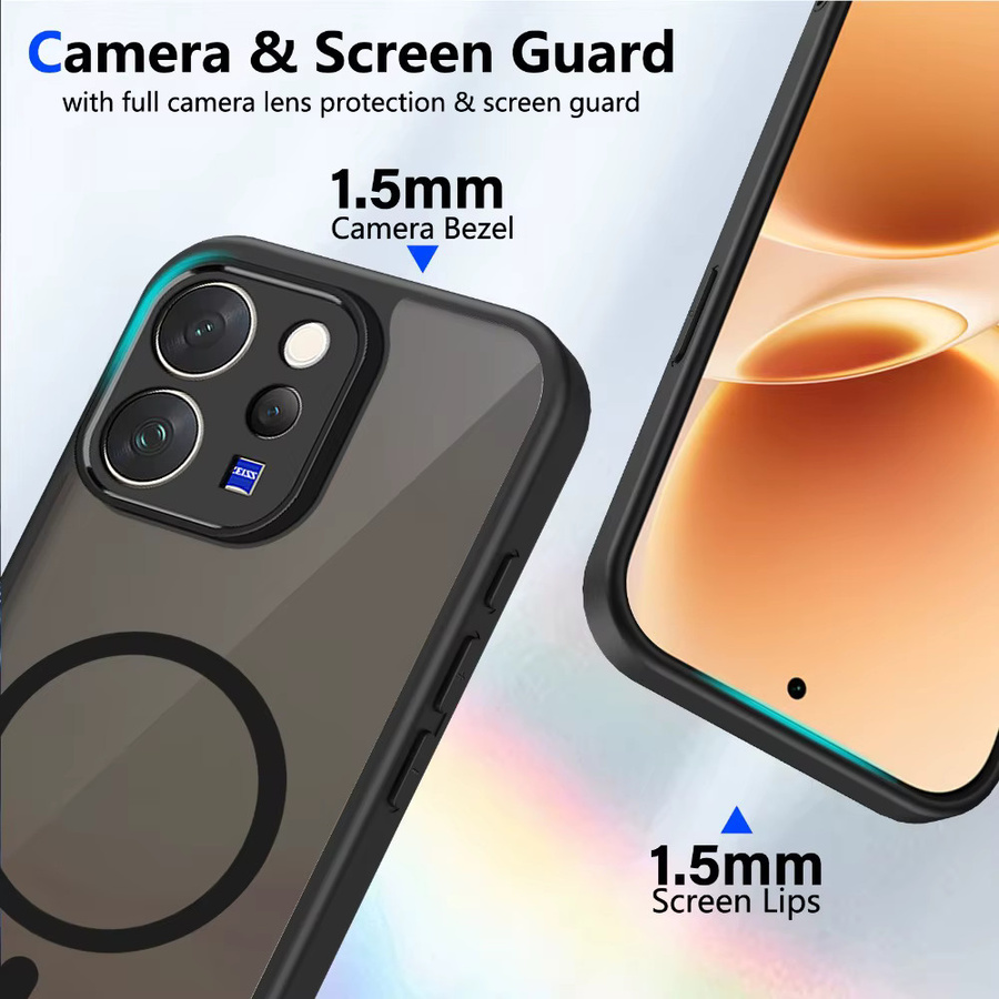 Lionxi Magnetische Handyhülle für Vivo V70, V70 Elite, V70 FE, X300 FE, X200 FE, X300fe, X200fe, S30 Pro mit kabellosem Laden, Schwarz - Bild 3