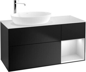 V&B Waschtischunterschrank Finion mit Wandbeleuchtung in Weiß lackiert, Breite: 120 cm, Höhe: 60,3 cm, Tiefe: 50,1 cm - Bild 1