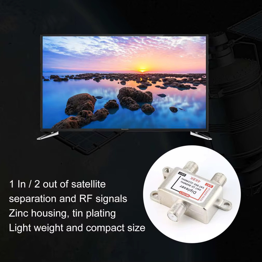 OEING 2 in 1 Satellite Splitter Diplexer für 4K und 8K TV Signal Trennung in Weiß und Silber - Bild 2