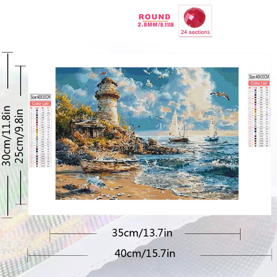 Momoart Leuchtturm-Landschaft Diamantmalerei, Mosaik - Bild 2