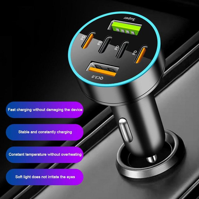 JMG 66W USB Auto-Ladegerät mit Digitalanzeige, PD und QC3.0 Schnellladung, USB-C, Schwarz - Bild 1