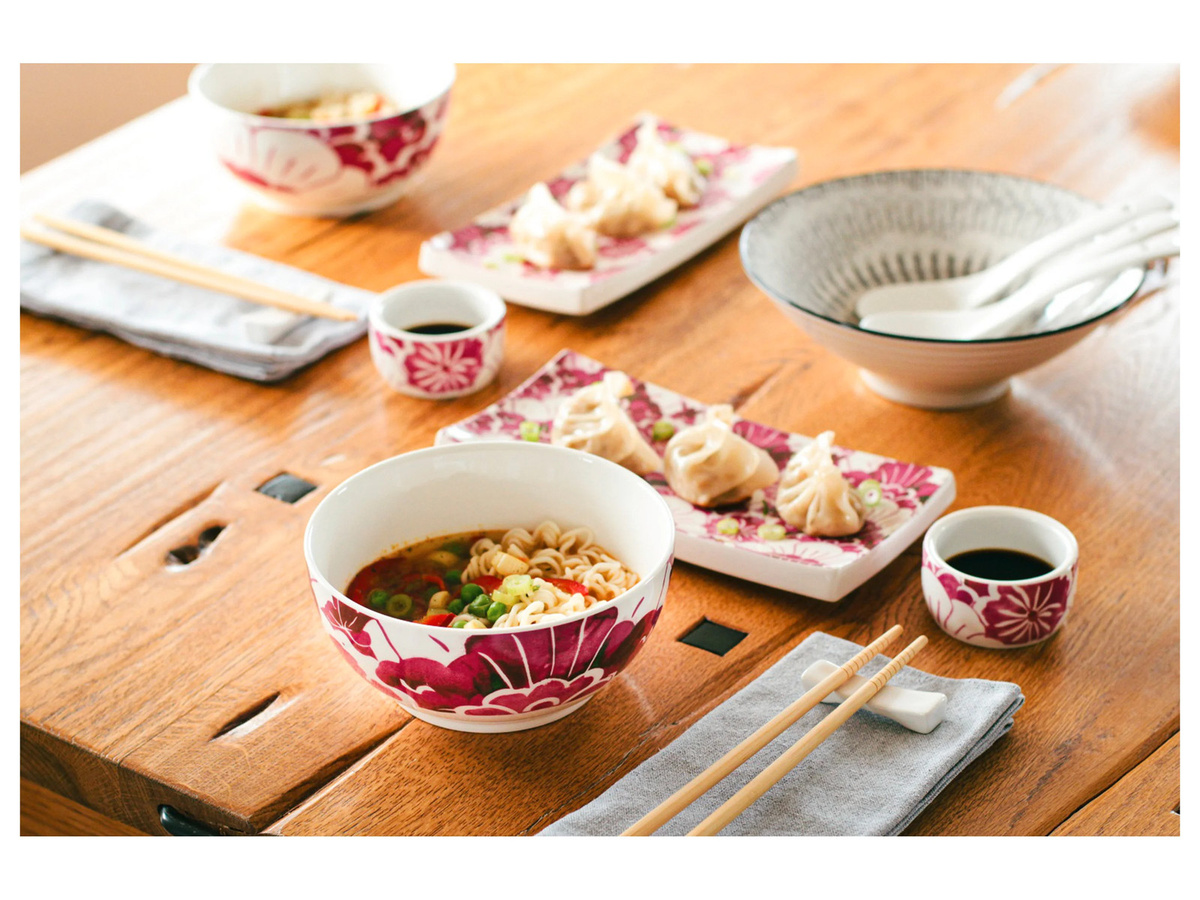 Mäser Sushi-Set Tokio Nights aus Porzellan, 10-teilig, rot-weiß mit floralem Design - Bild 2