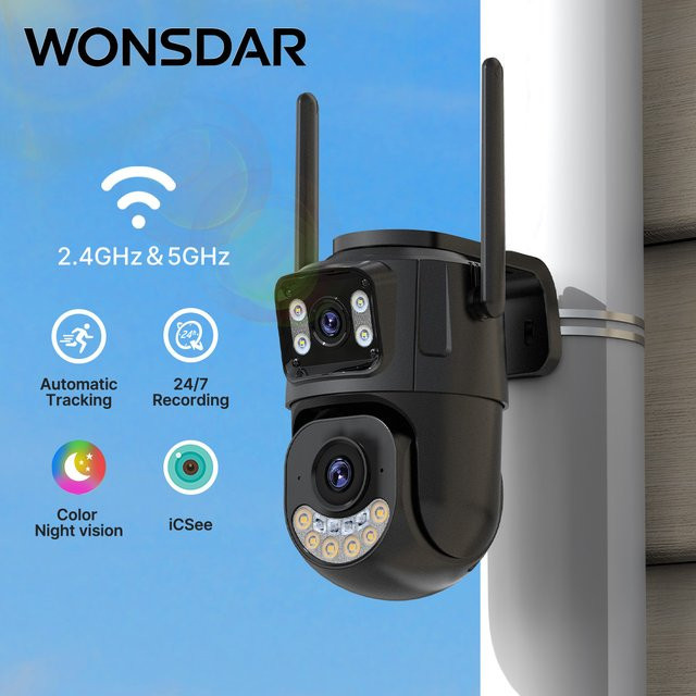 WONSDAR WiFi IP Outdoor Überwachungskamera mit 2,4 GHz & 5 GHz, PTZ Sicherheitsschutz mit Auto Tracking und Nachtsicht, iCsee CCTV Kamera - Bild 1