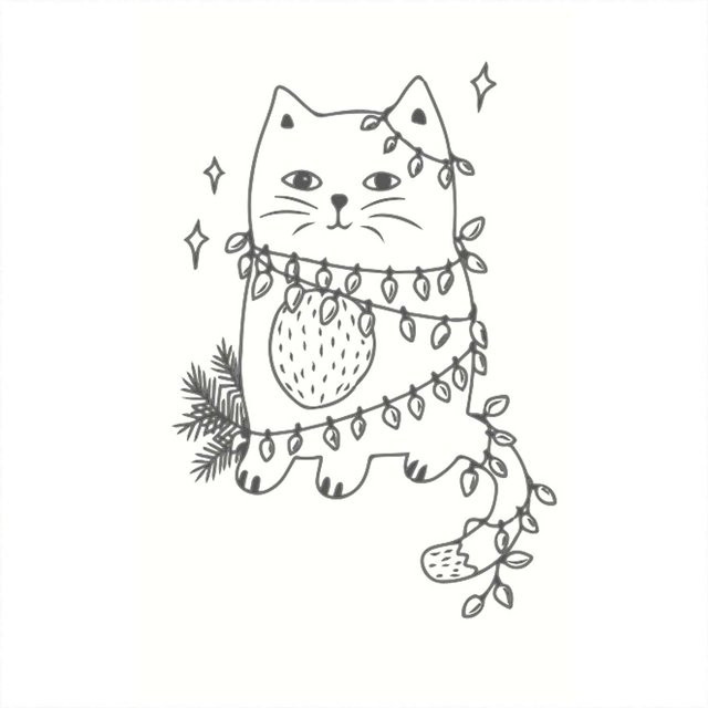 May&Berry Stempel Weihnachtskatze weiß B: 3,5 cm, H: 5,5 cm - Bild 1