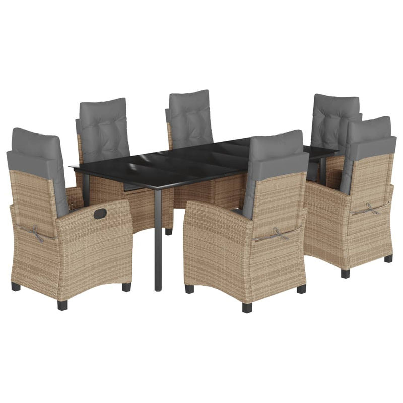 Vidaxl Gartenmöbel-Set aus Rattan mit Kissen und Glastisch in Beige - Bild 4