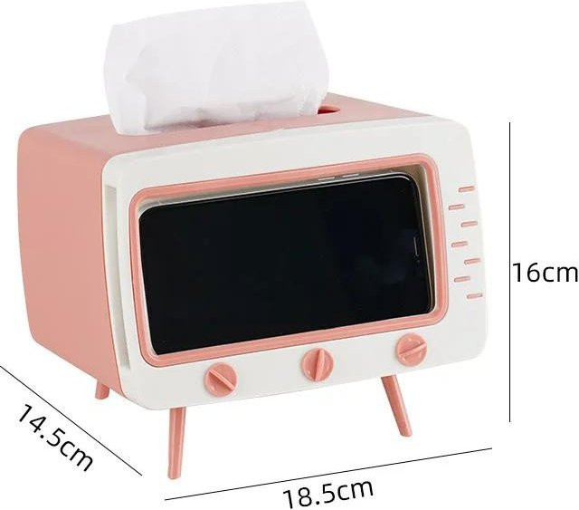 2-in-1 Tissue-Box und Handyhalter Organizer aus Kunststoff in Schwarz - Bild 1