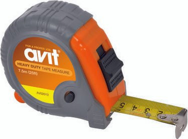 AVIT AV02012 Maßband aus Stahl in Orange mit Gummierung, 7,5 m
