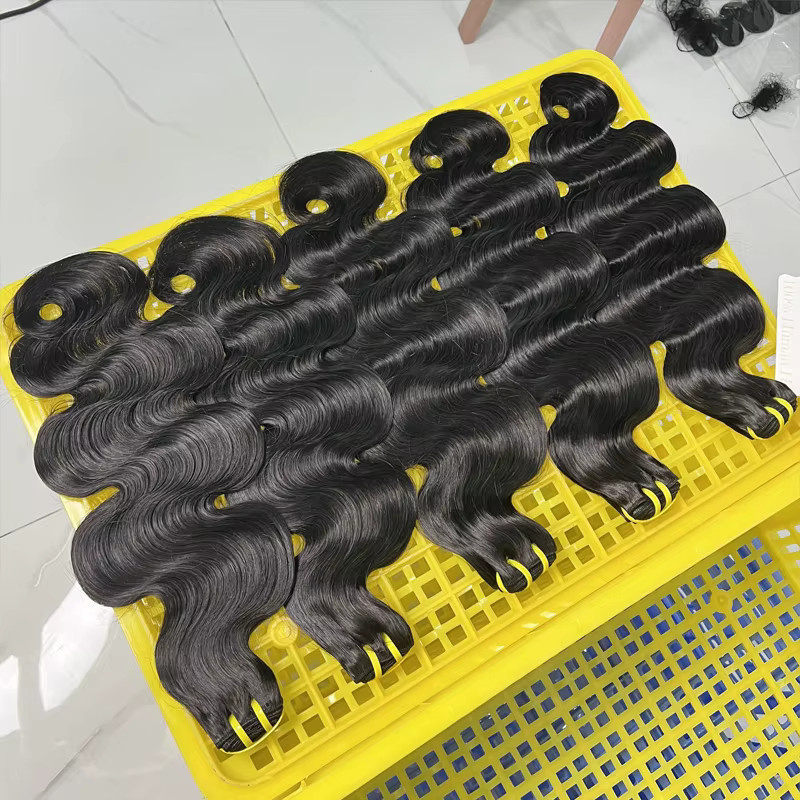 DEENTOSHAIR Body Wave Echthaar-Extensions, Welliges Haar, Naturschwarz - Bild 5
