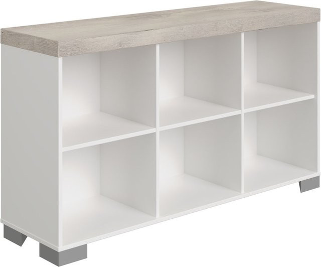 Sideboard PAIDI KIRA modern in Eiche-Nautik Dekor, Weiß, B/T/H: 135,3 x 76,6 x 37,9 cm - Bild 1