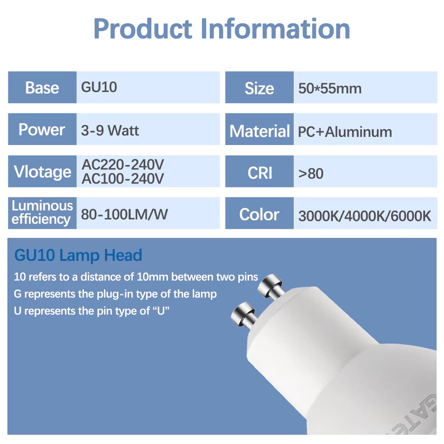 6er Set GU10 LED Spot-Lampen mit verschiedenen Farbtemperaturen, flimmerfrei, Weiß - Bild 2