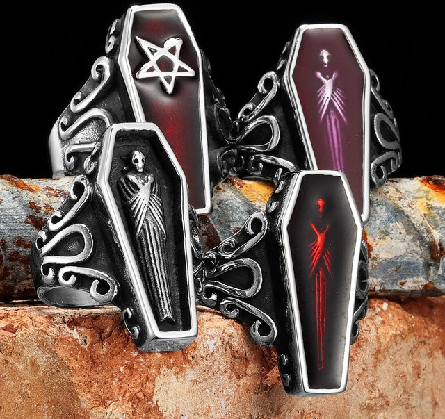 Metal Town Ring, Edelstahl, Silber, Punk, Unisex - Bild 1