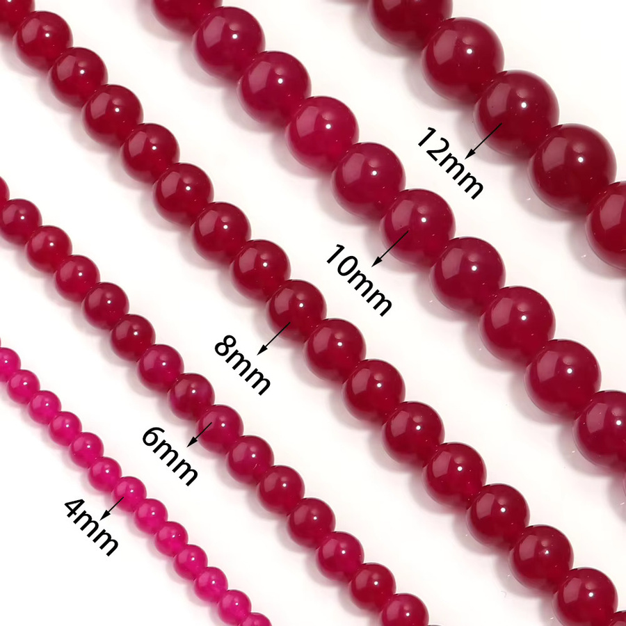 Louleur Edelsteinperlen Chalcedon, lila rot, rund, 4-12 mm - Bild 2