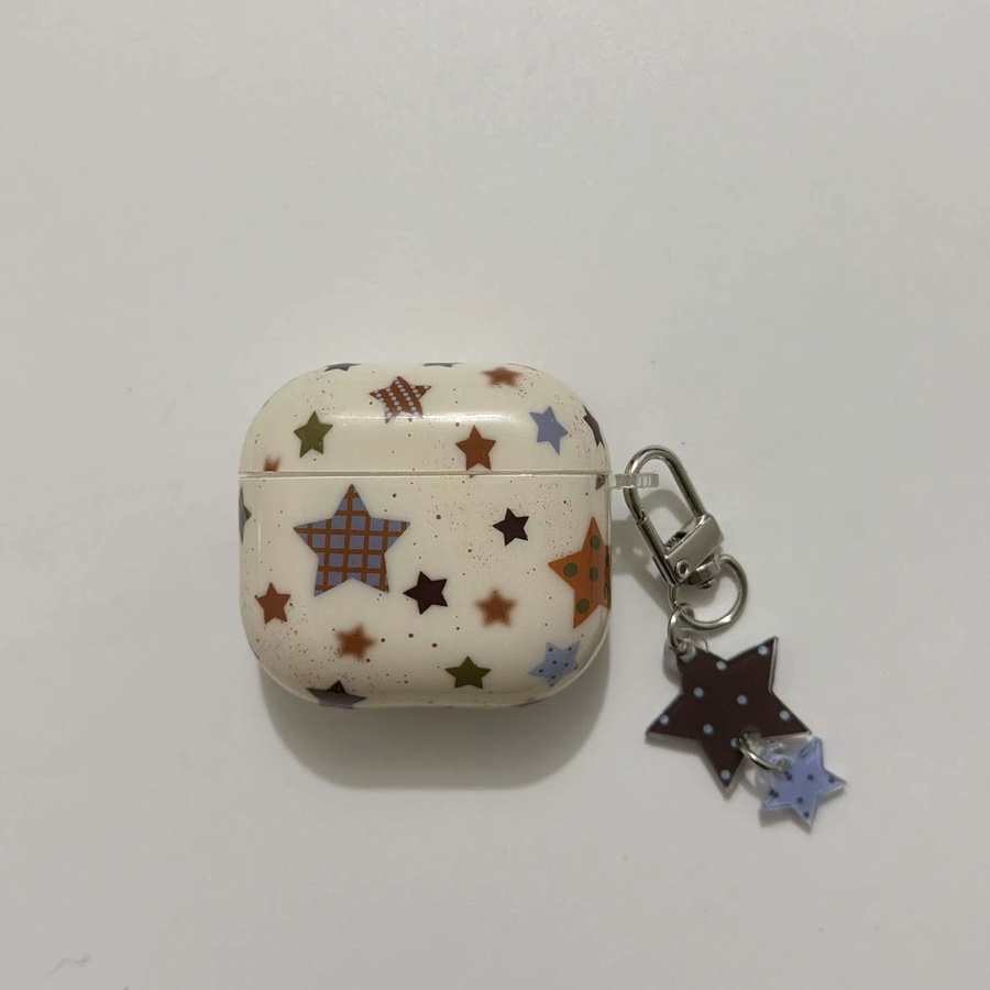 Bunte Sterne Cartoon Kopfhörerhülle mit Bluetooth-Ladebox und Anhänger für Apple AirPods 1, 3, Pro 2 und 2.4 in Multicolour - Bild 5