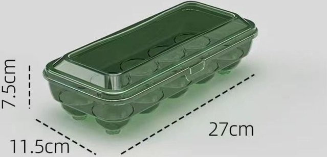 Juneng Eieraufbewahrungsbox aus Kunststoff mit 10 Fächern, transparent-grün - Bild 1