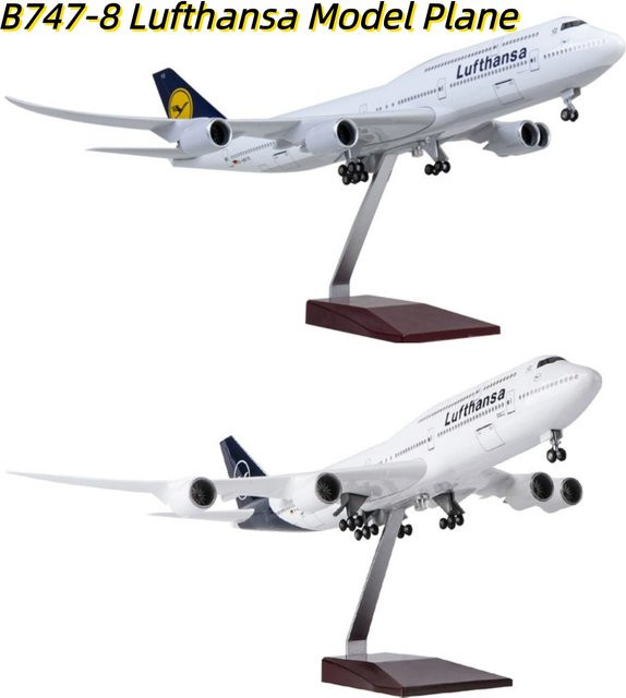 ZOCO Lufthansa B747-8 Flugzeugmodell aus Kunstharz im Maßstab 1:160 mit Standlicht - Bild 1